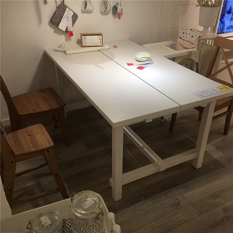 宜家国内代购ikea诺德维肯伸缩型餐桌加长大号实木餐桌