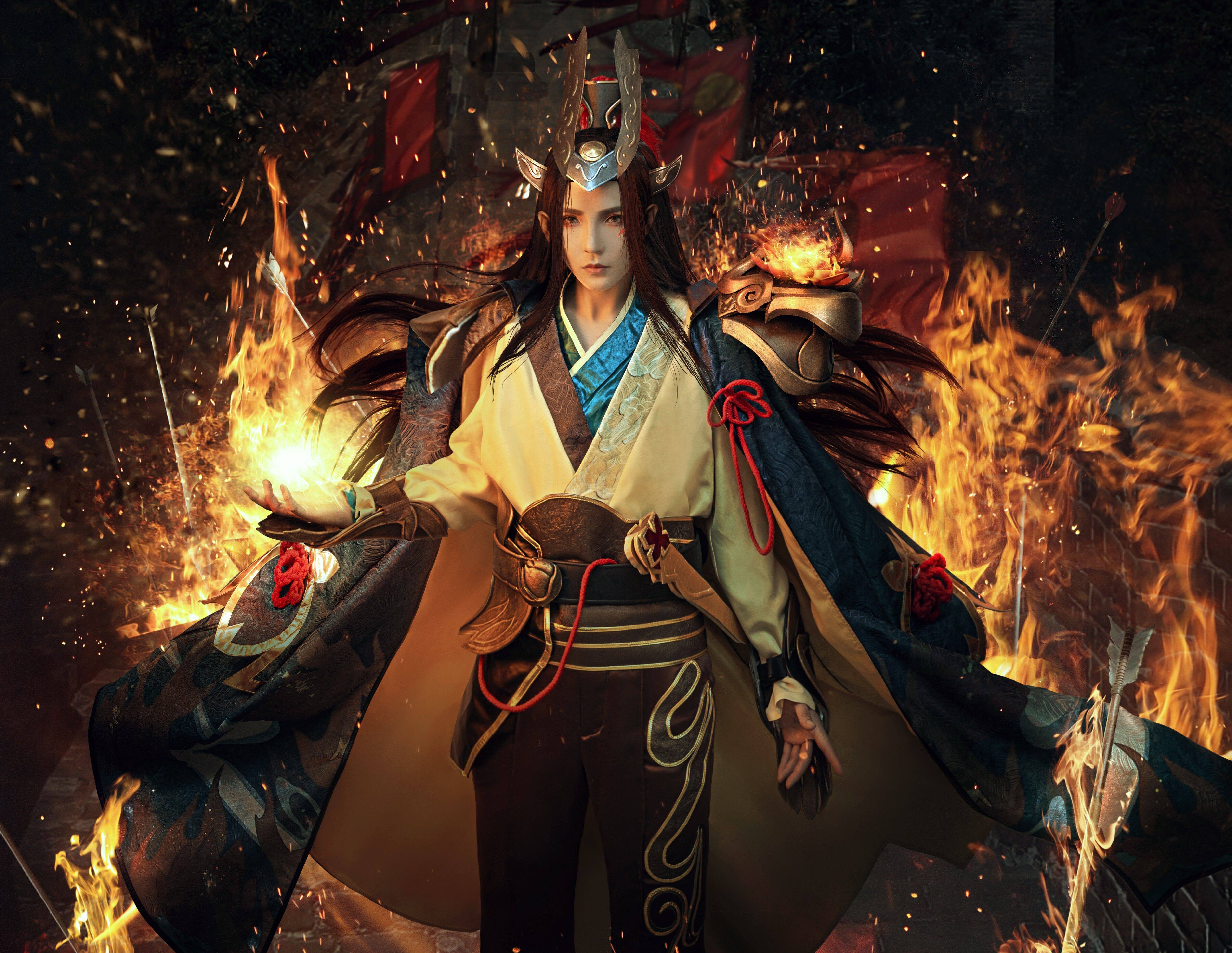cos出租龙妹妹妹妹王者荣耀cospaly周瑜赤莲之焰cosplay女装