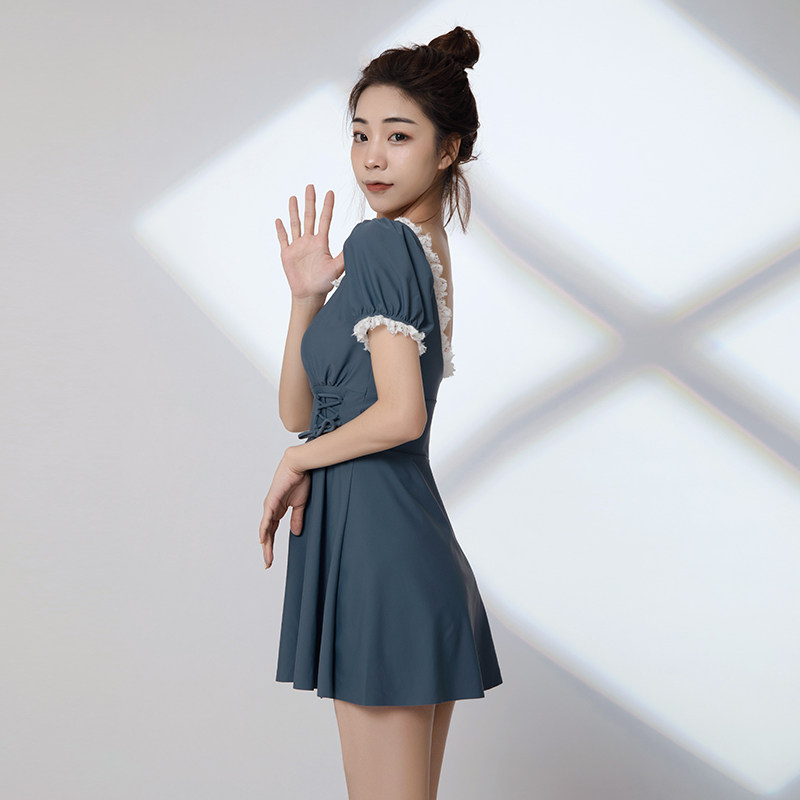 2021年新款分体裙式平角两件件套收腰遮肚显瘦分体泳衣