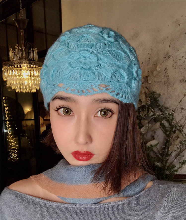 日系白色时尚贝雷帽女秋冬韩版潮针织帽百搭毛线帽子女网红款ins