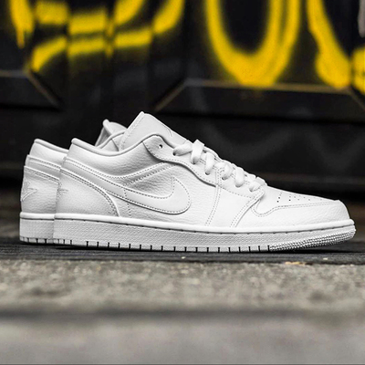 air jordan 1 low aj1纯白 全白2020新款低帮篮球鞋 553558-130