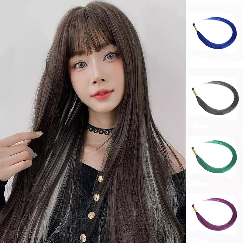 彩色真人纳米无痕接发隐形挂耳真发挑染漂染直发片
