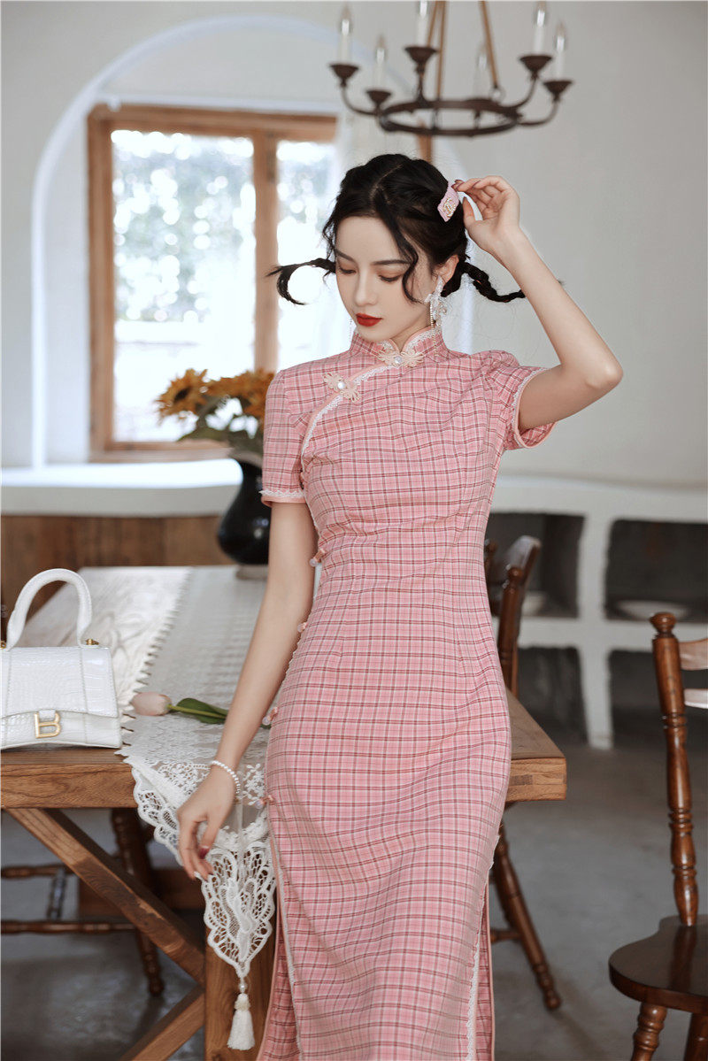 旗袍2021春夏季新款女装弹力棉麻改良少女休闲旗袍