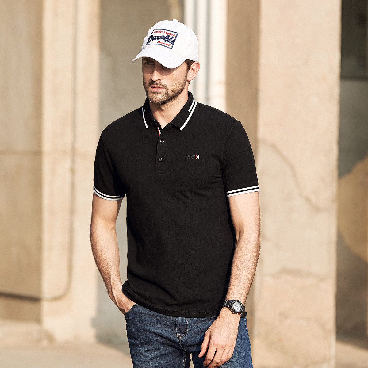 jeep简约短袖纯棉polo舒适休闲新款男装夏季polo衫