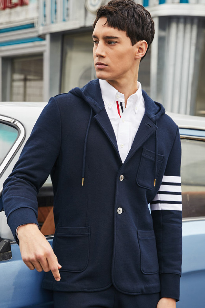 个性潮流西装tbthom帅气休闲连帽小单西服西服