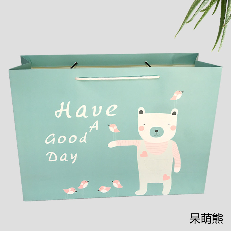 纸袋手提袋定制卡通白卡覆膜童装店纸袋子防水包装礼品袋加厚硬