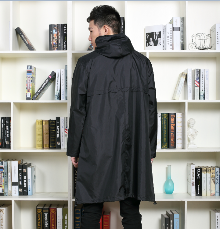 日本韩国男士风衣式走路雨衣男款防水斗篷雨披男防户外时装防风服