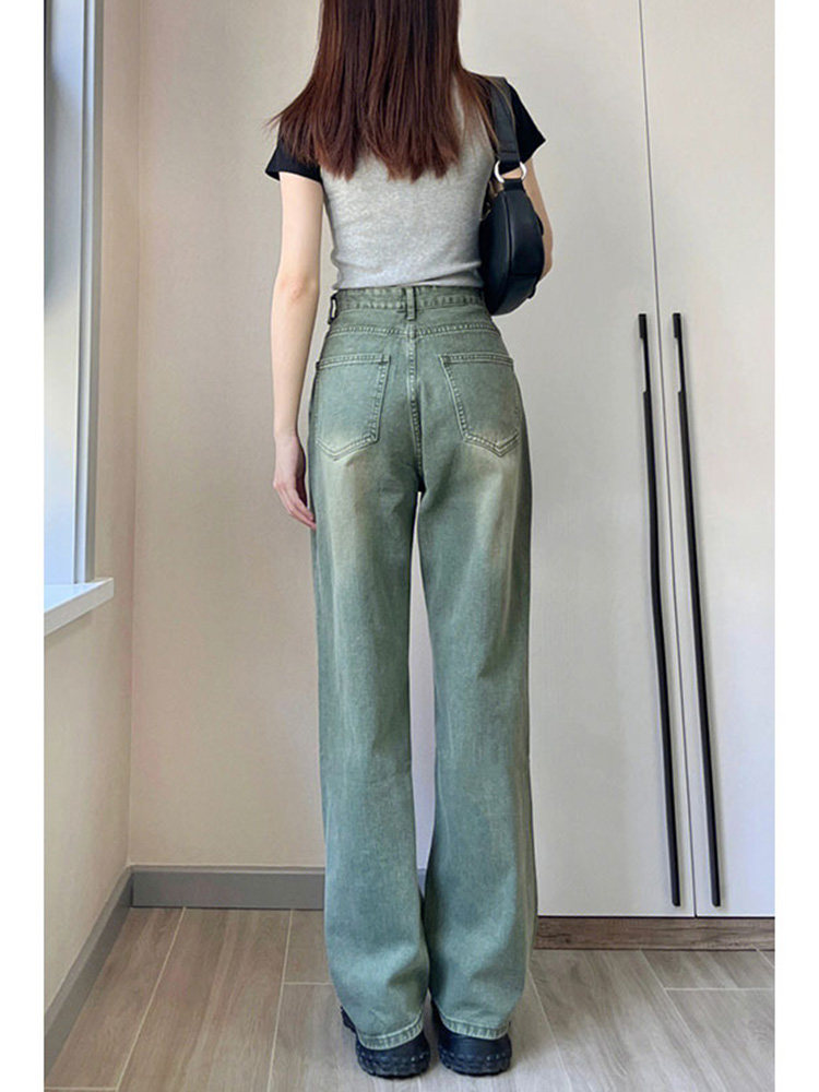 适合胯大腿粗屁股大的裤子女大码胖妹妹显腿长直筒显瘦复古牛仔裤