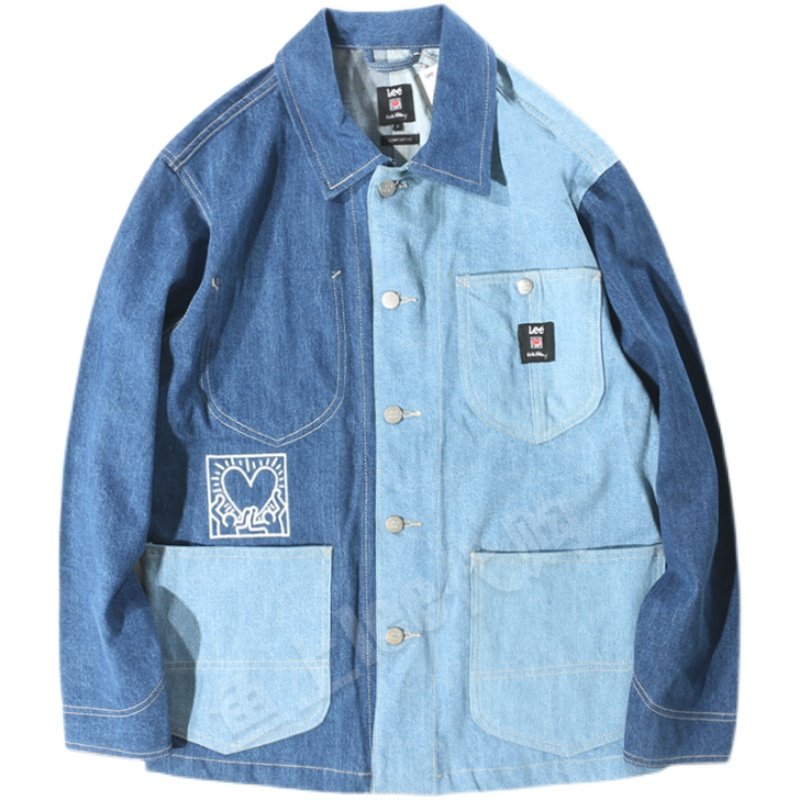 lee男装keithharing联名个性拼色牛仔夹克宽松夹克