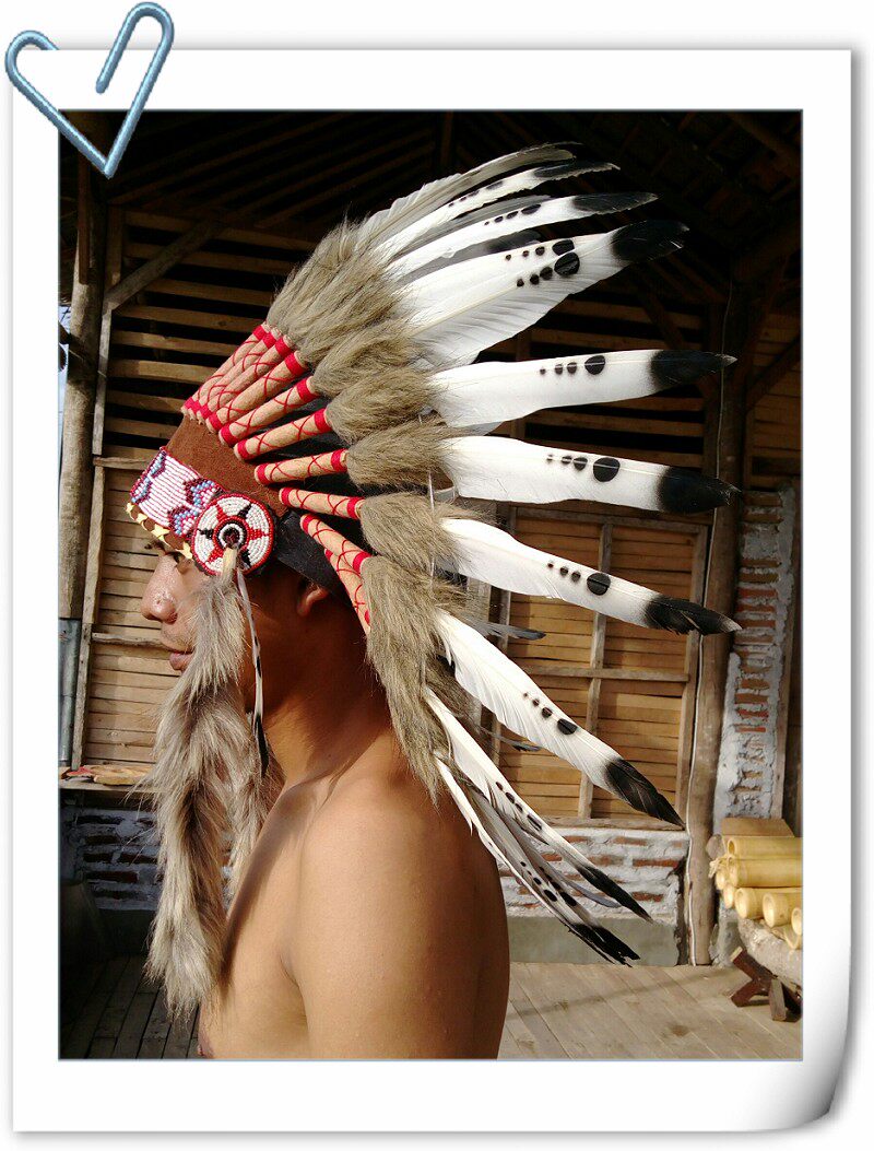 印第安帽子彩色羽毛头饰发饰酋长头盔服装舞台聚会装饰帽子