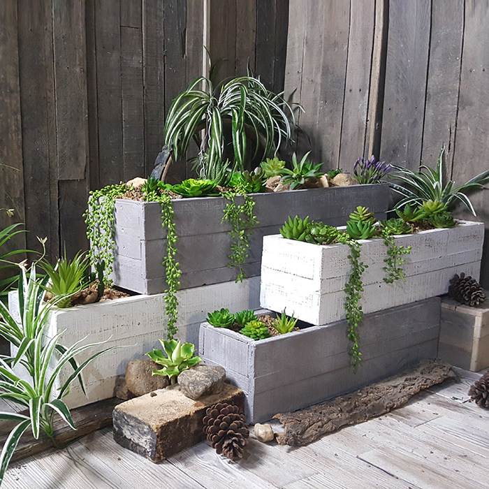 简约特大长条水泥花盆长方形植物花器阳台种菜花盆