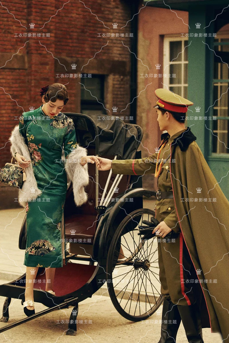 影楼特色情侣街主题摄影服装民国复古军统改良旗袍