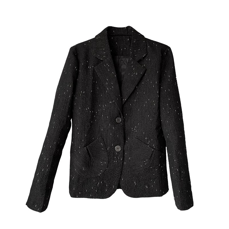 i50902新款磨毛修身拼接条纹小西西服法式复古西装