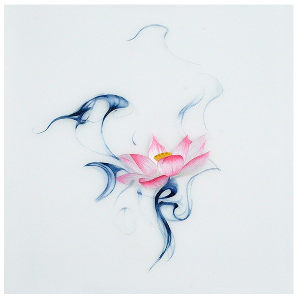 苏绣刺绣diy套件初学针迹扫描水墨荷花莲花苏绣