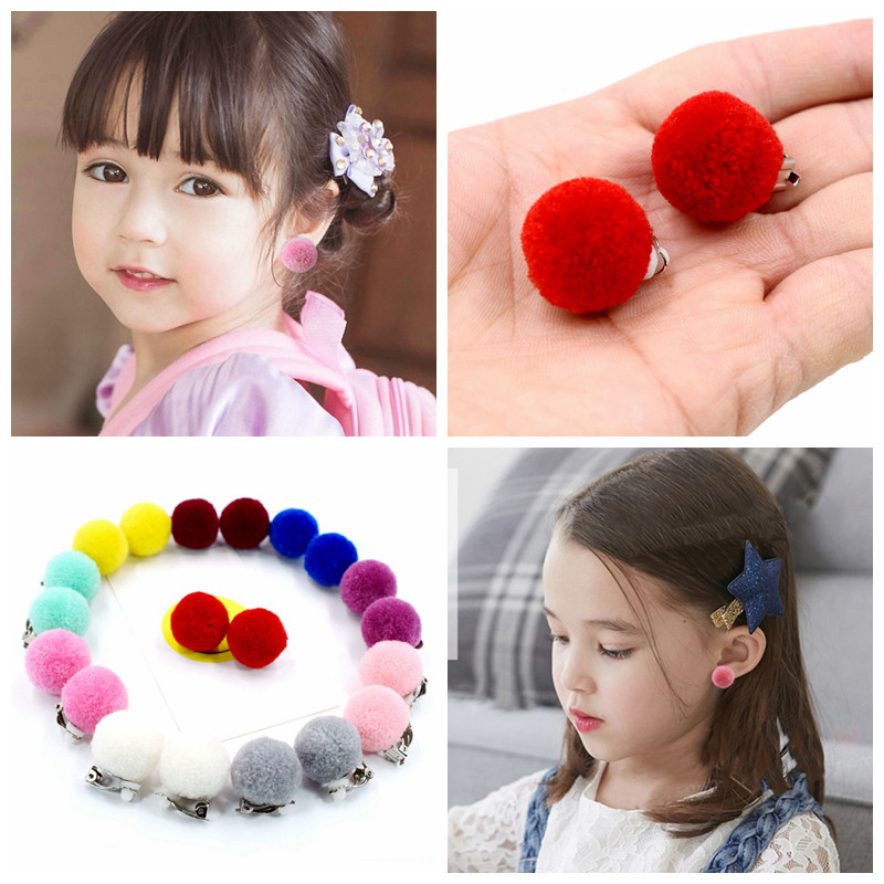 韩版球耳耳坠耳钉耳环耳洞全无夹安儿童绒毛项链