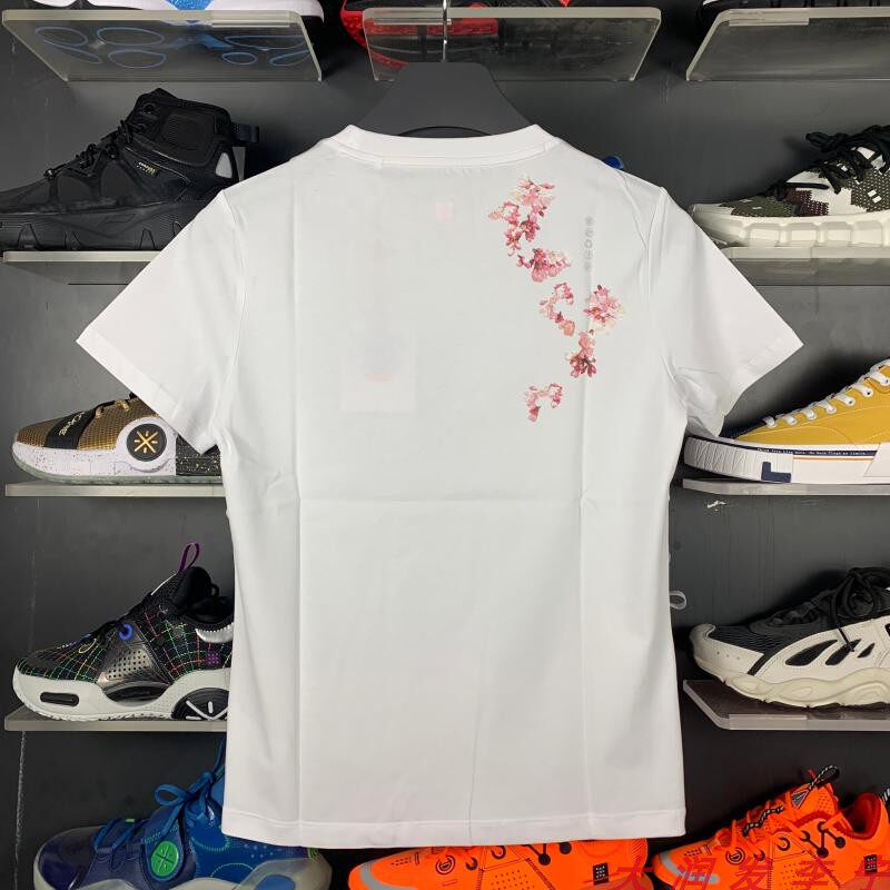 中国李宁樱花短袖2021夏季新款宽松休闲上衣运动t恤