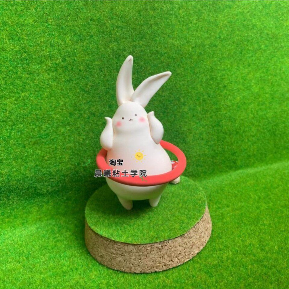 超萌呼啦圈兔子超轻粘土手办公仔人偶摆件定制其他特色工艺品