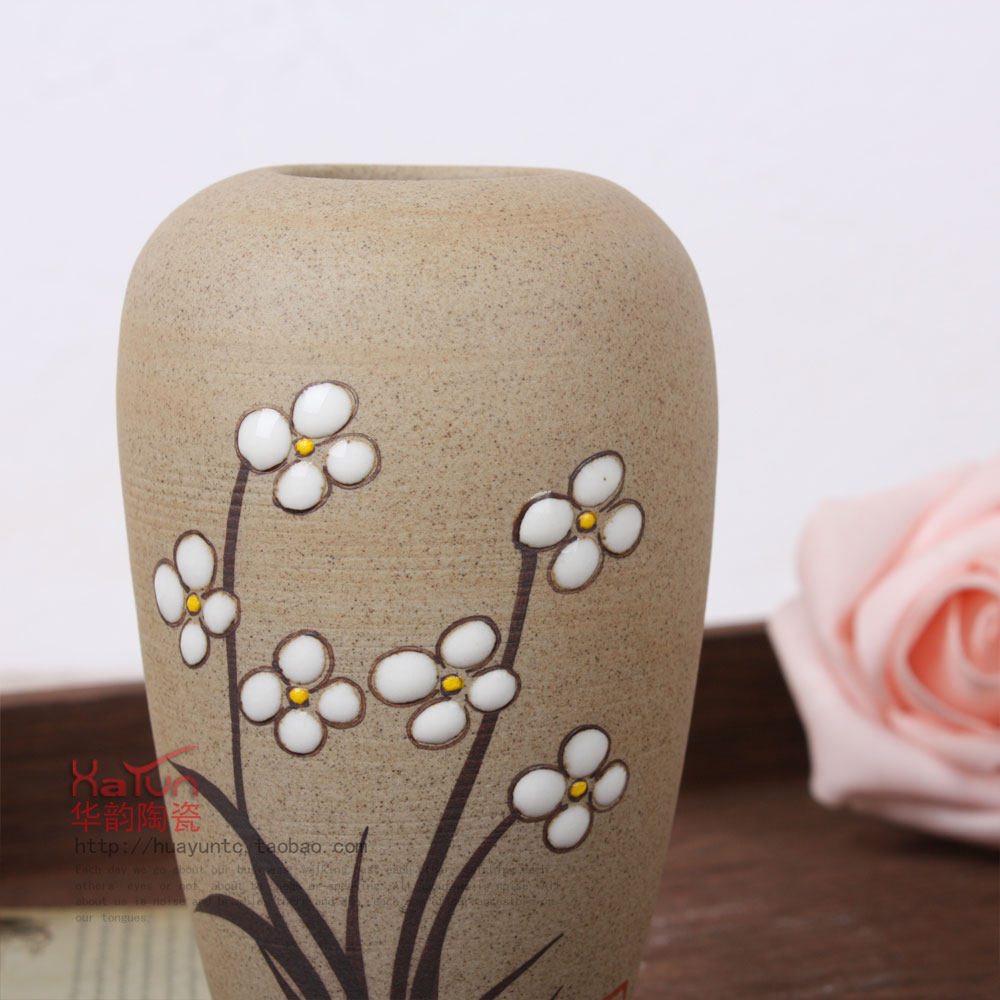 包邮特价陶艺手工小花瓶景德镇陶瓷器手绘花插家居装饰摆件水培瓶