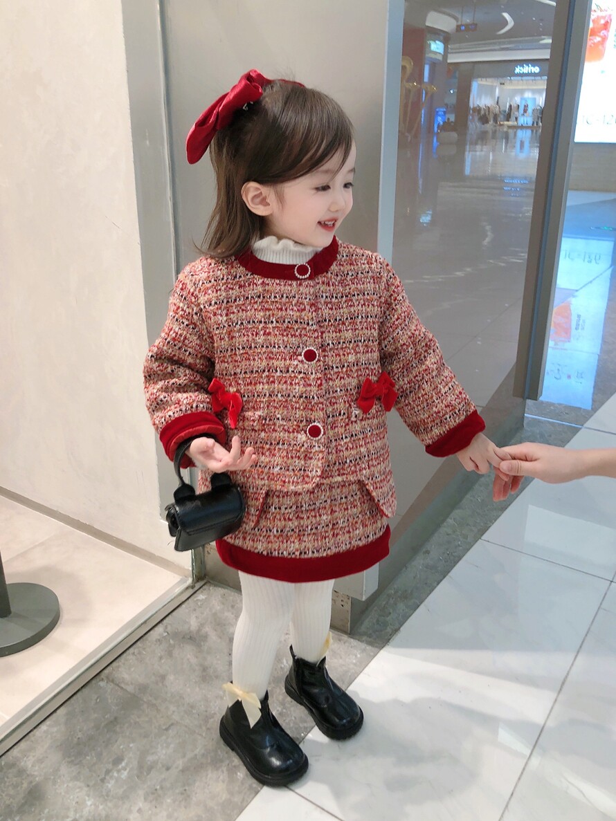女童小香风套装冬季时尚洋气韩系网红童装宝宝套装