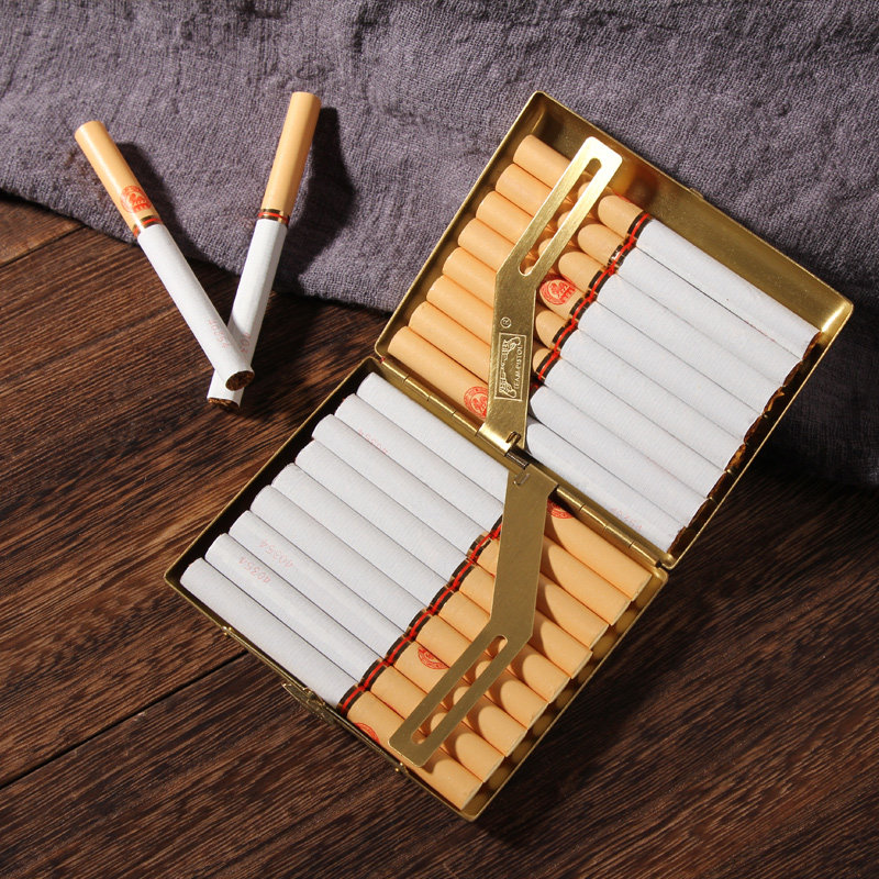 双枪烟盒纯铜百福18支超薄便携个性创意男士烟盒