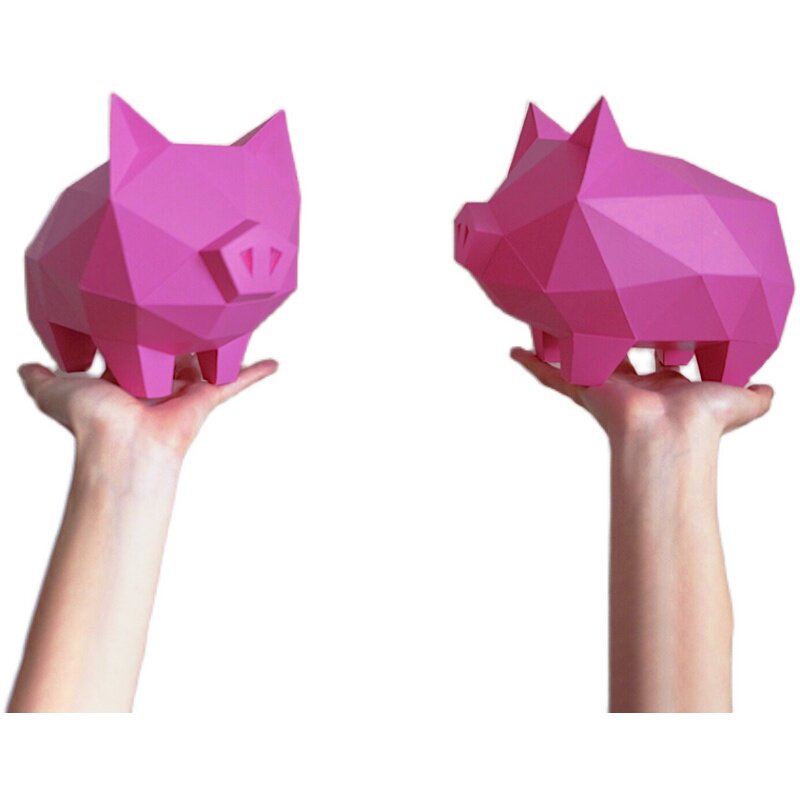 红色小猪猪桌面立体装饰手工diy纸艺模型ins摆件
