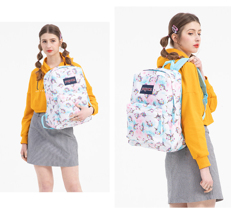 jansport杰斯伯双肩包男女中学生初中生书包ins风独角兽花色集合