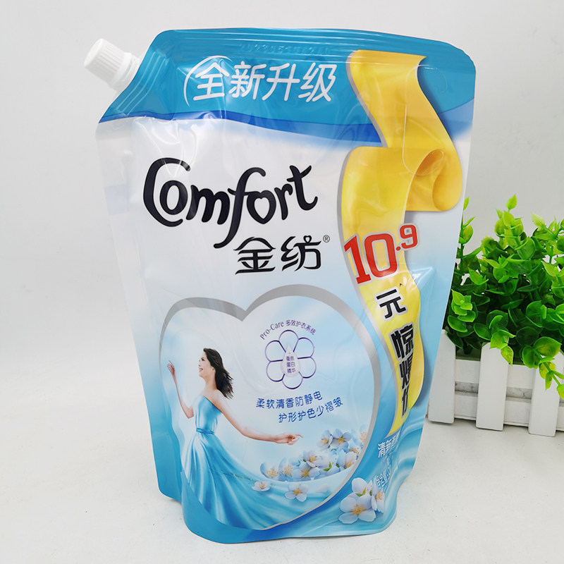 柔顺包邮金纺衣物护理剂液清新900ml袋装防静电常规洗衣液