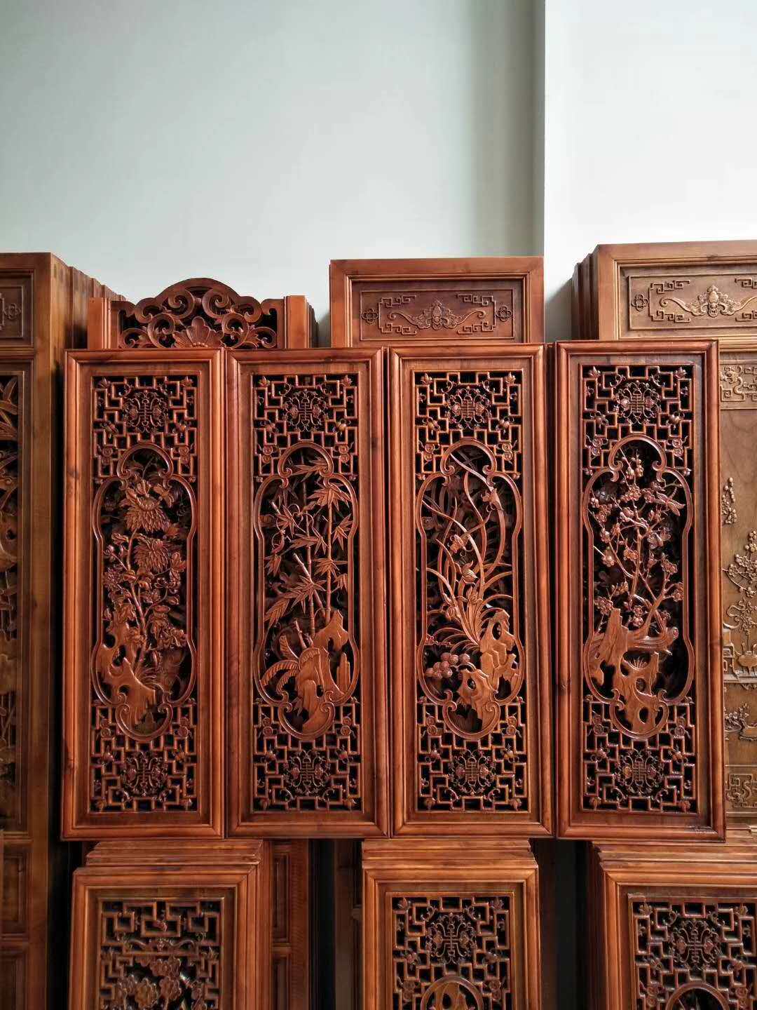 梅兰竹菊四件套条屏中式仿古实木雕刻工艺品东阳木雕挂屏壁饰挂件