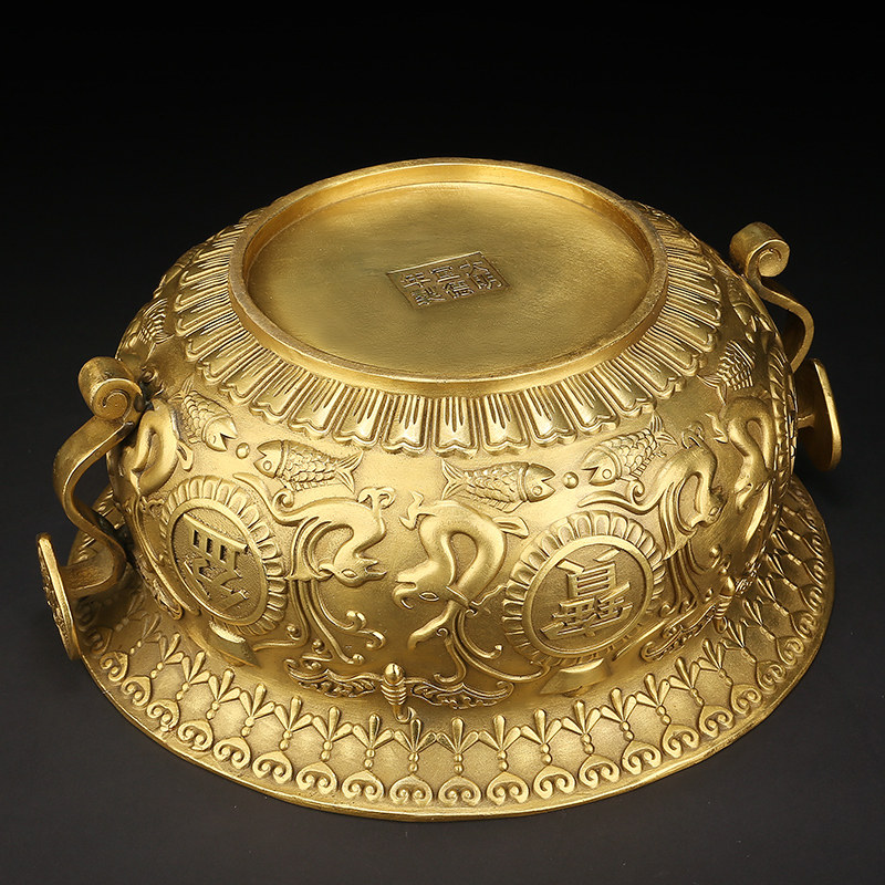 上善若水 全铜聚宝盆摆件 招财聚财铜盆客厅玄关店铺开业礼品0477