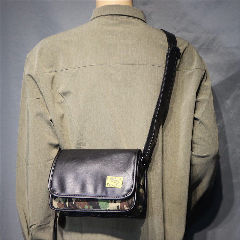 军绿翻盖跨包日韩斜挎户外休闲盒子单肩男士男士包袋