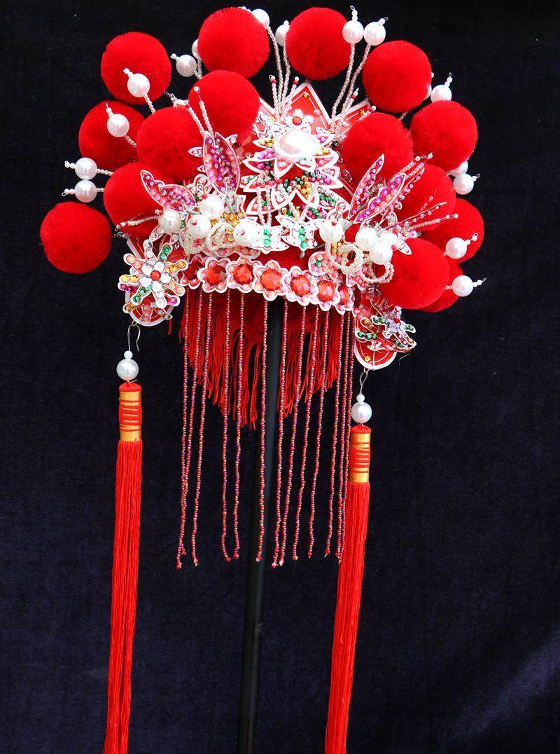 新款新娘头饰国潮凤冠影楼摄影中式婚礼凤冠霞帔头饰蝴蝶冠