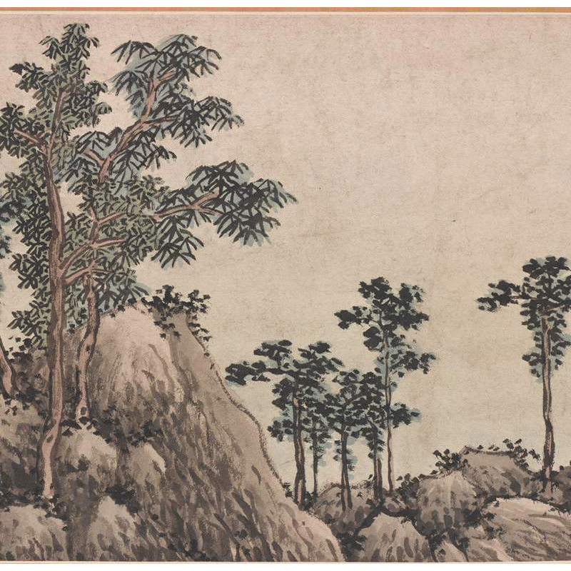 沈周竹园茅亭图卷复古山水横幅国画真迹微喷国画