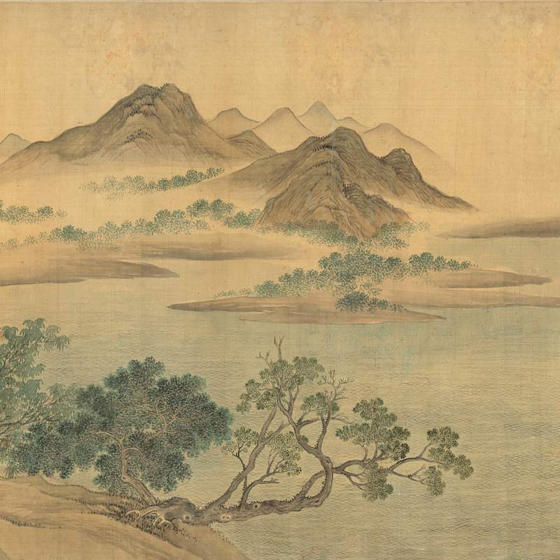 恽寿平湖湖山春暖暖图复古书画山水风景长卷国画