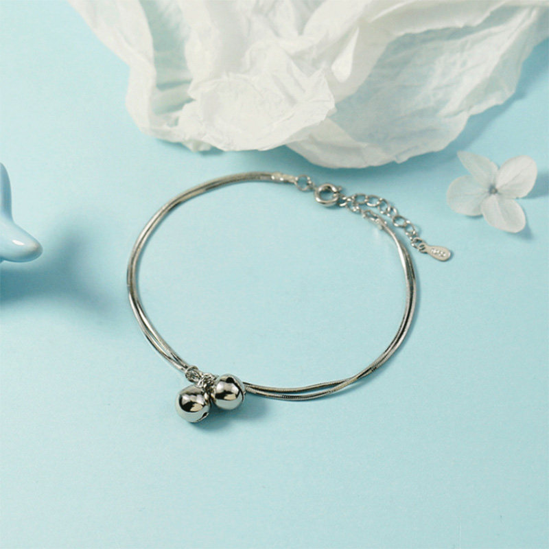 纯银双层铃铛手链女韩版学生学生网网红轻奢个性手链