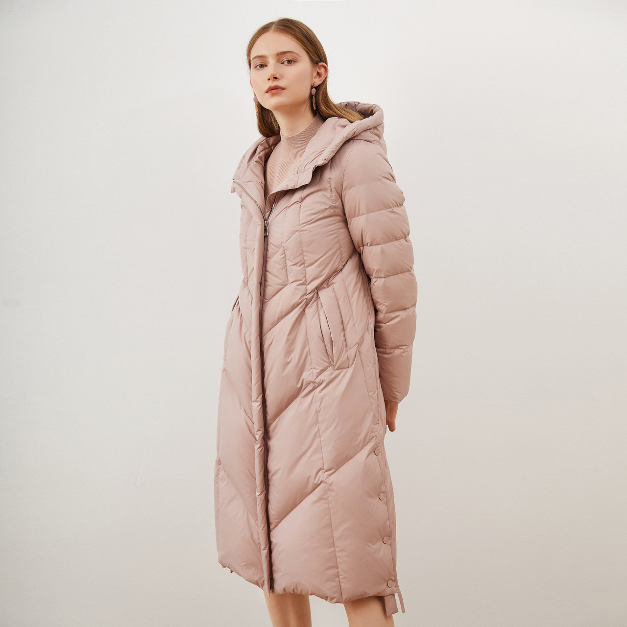 卡迪黛尔冬季新款中长款白鸭绒羽绒服羽绒服