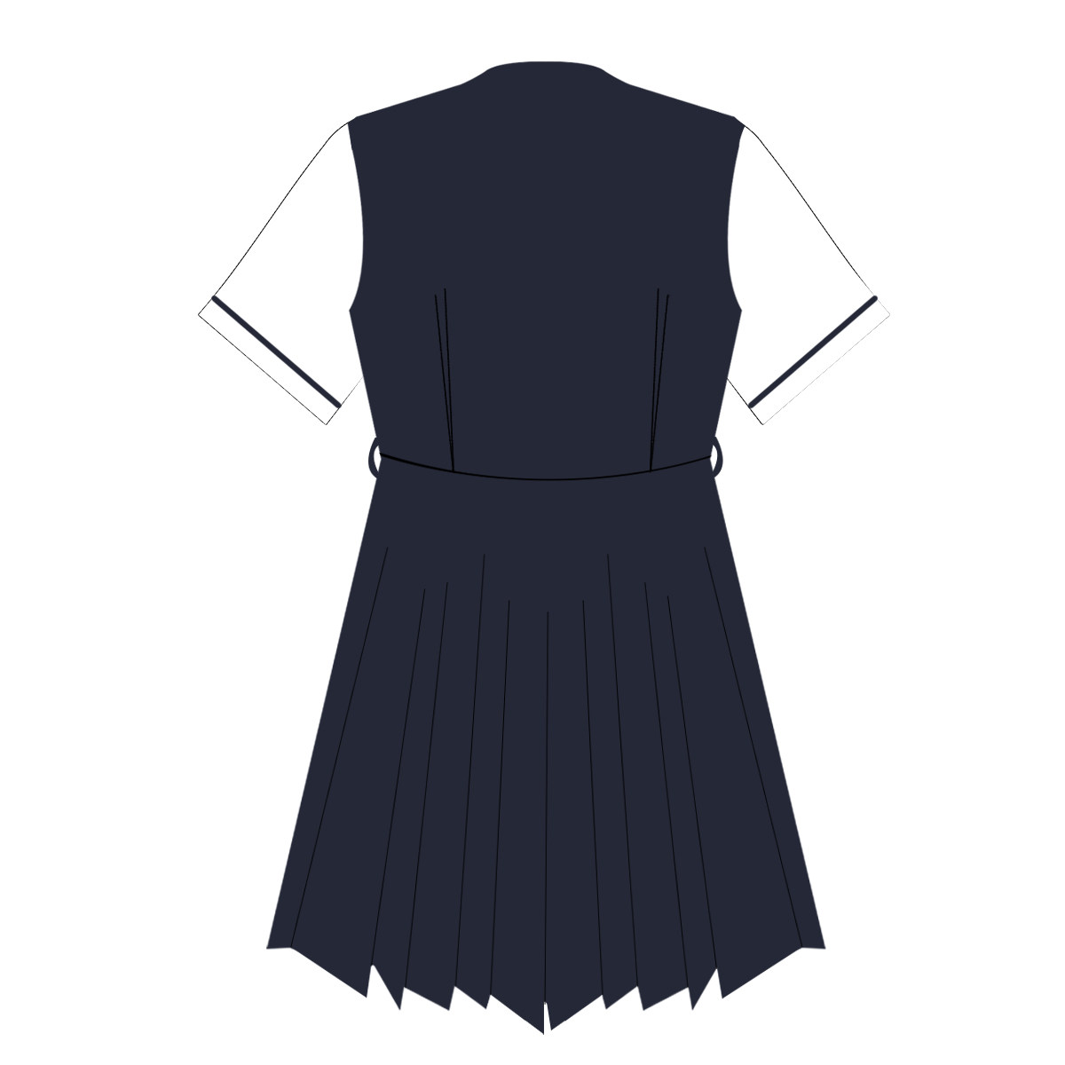 jk制服褶裙连衣裙箱褶浓绀白色中裙短裙整套学生校服