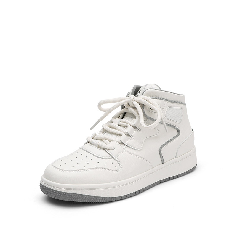 索兰女鞋2020秋款酷系小孔透气个性中帮系带高帮鞋