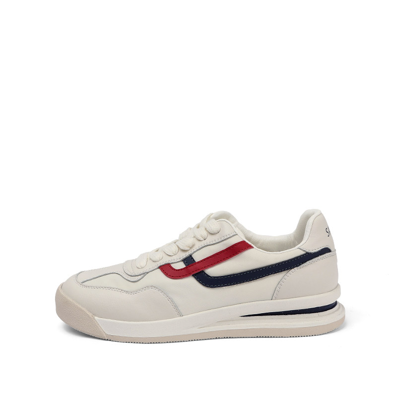 索兰女鞋 2020秋款青春活力双色倒钩休闲系带厚底小白鞋20cx9236