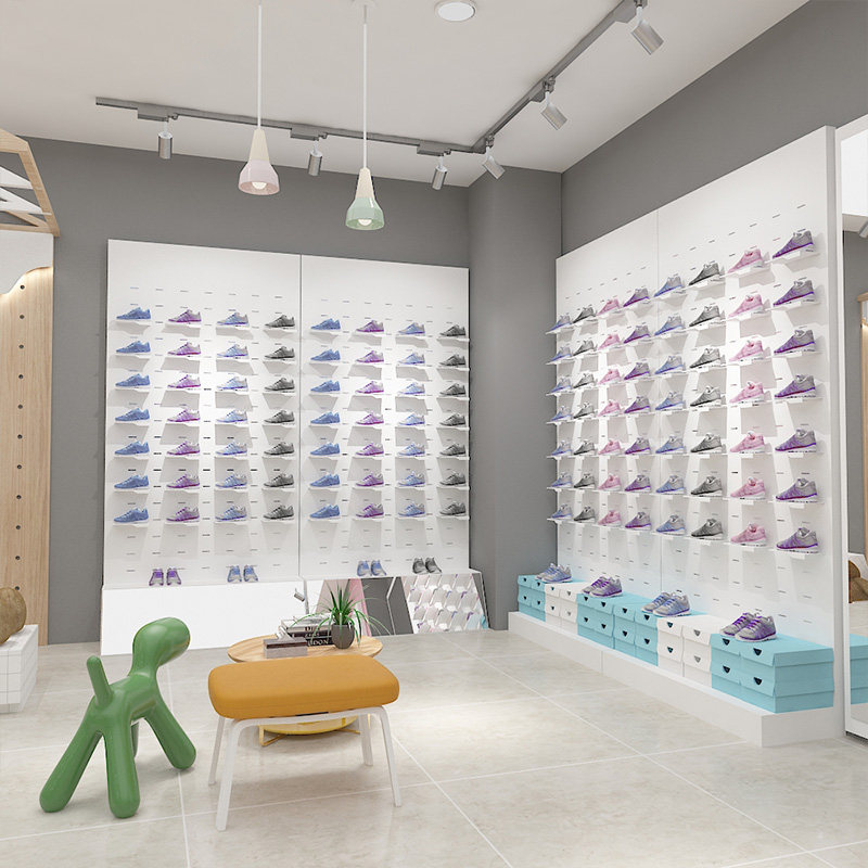 童鞋鞋店鞋架展示架靠墙鞋子陈列落地式多层金属鞋货架