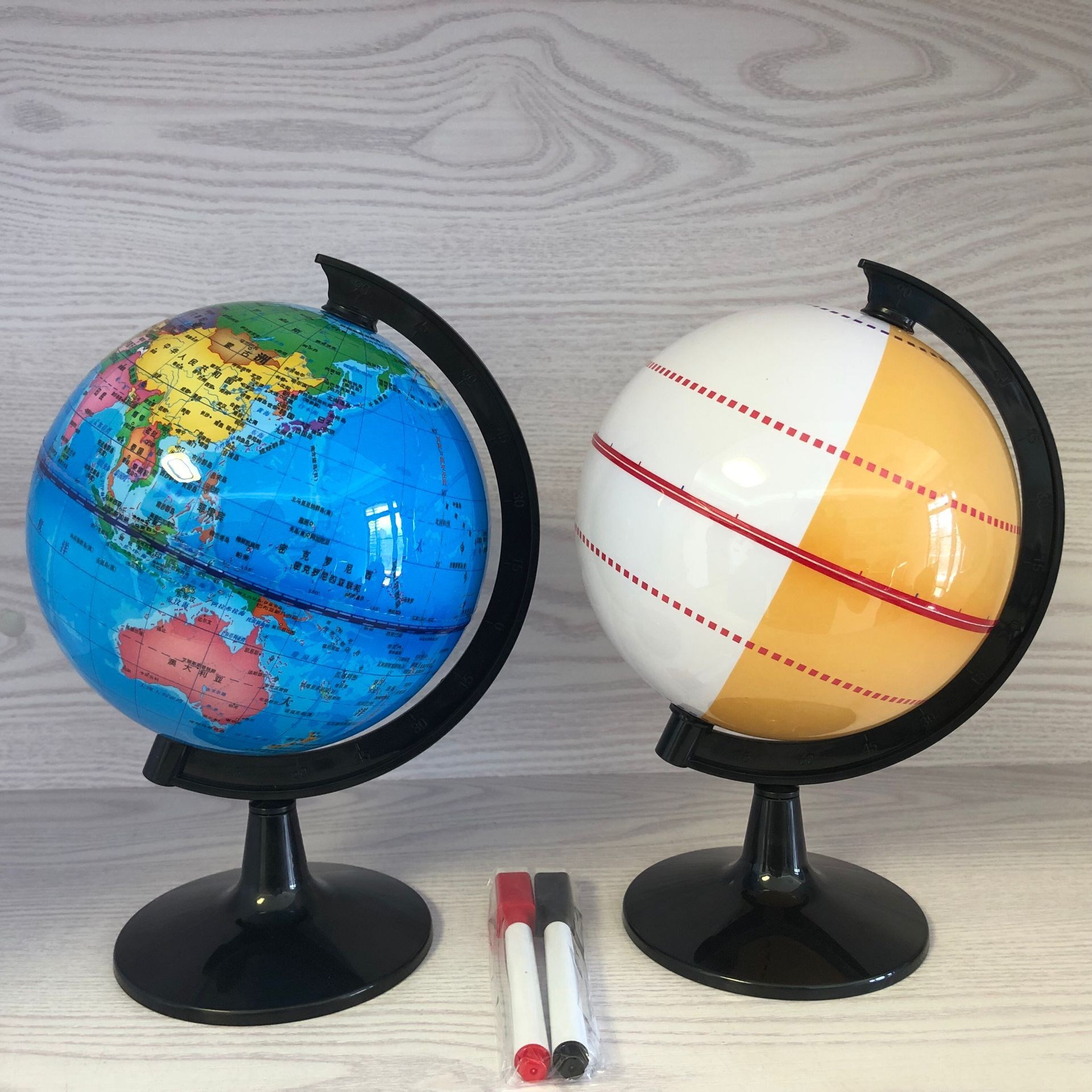 空白地球仪经纬网度教学版儿童益智学生用初中生中号可擦写14cm