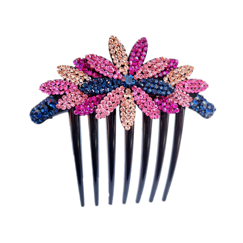 日韩发梳插梳发饰水钻花朵发卡饰品发饰