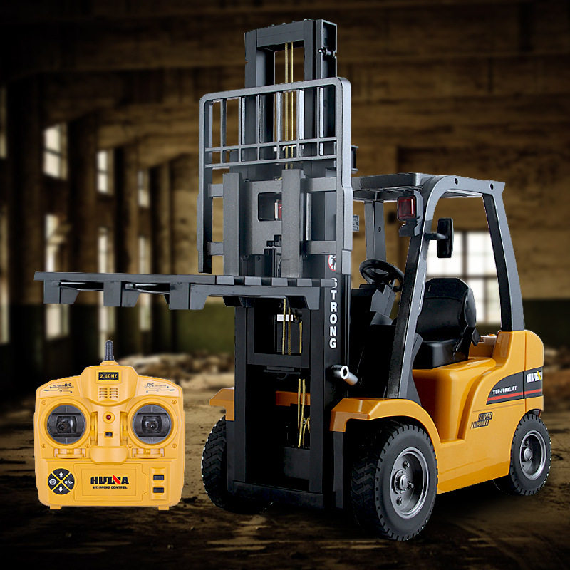 汇纳遥控叉车玩具儿童男孩礼物合金版充电动电动