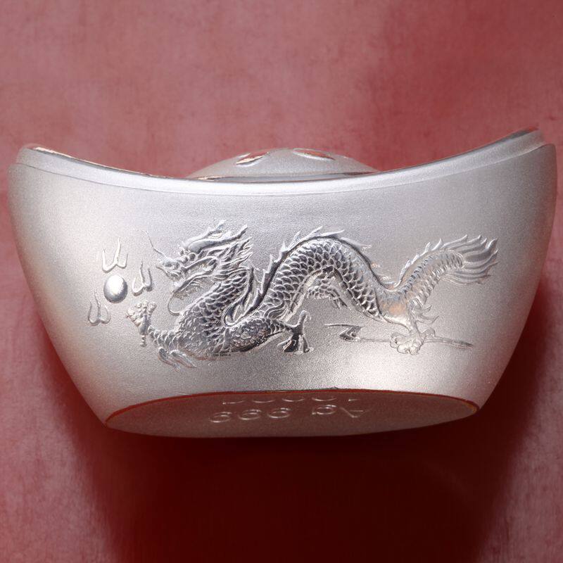 钻石凤凰 足银元宝 实心银元宝500克 1000克投资白银纯银锭