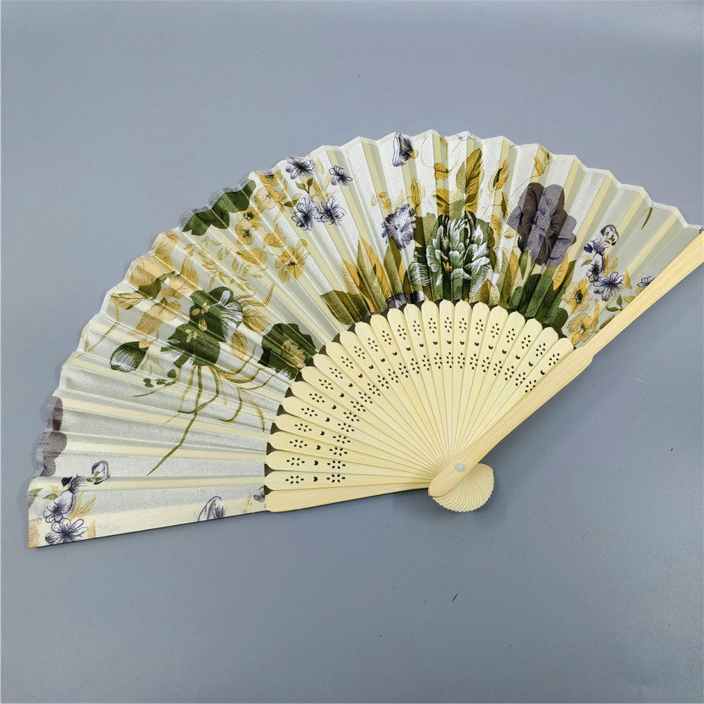 走秀6寸单面布扇竹骨女式折叠小扇扇子舞蹈工艺扇