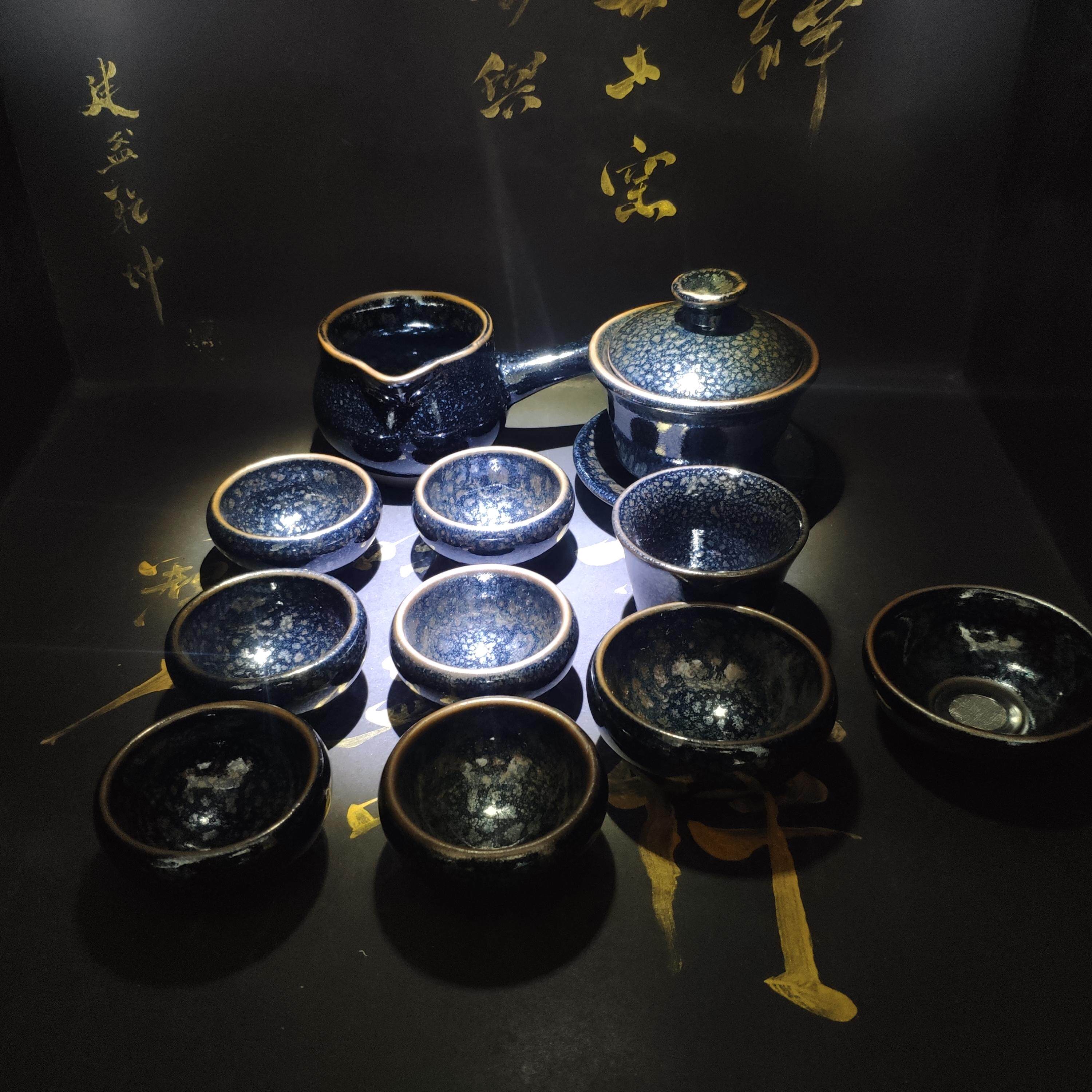 黄长发主人紫砂壶陶瓷茶器套装雀羽绝版传承遗传建盏