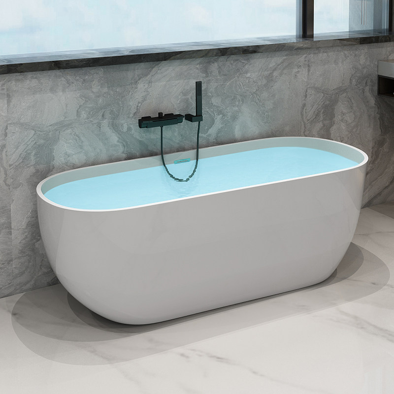 沃特玛独立式浴缸家用成人卫生间欧式亚克力浴盆小户普通浴缸