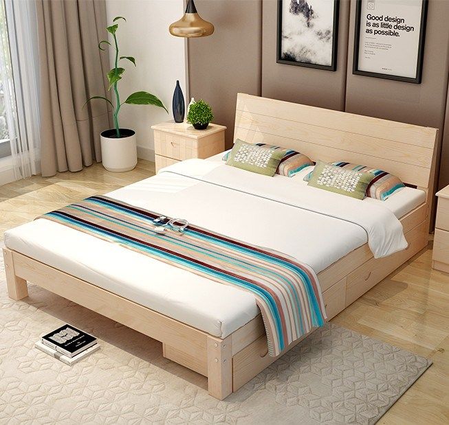 床主卧室现代简约储物婚床小户户型出租房简易床架实木床