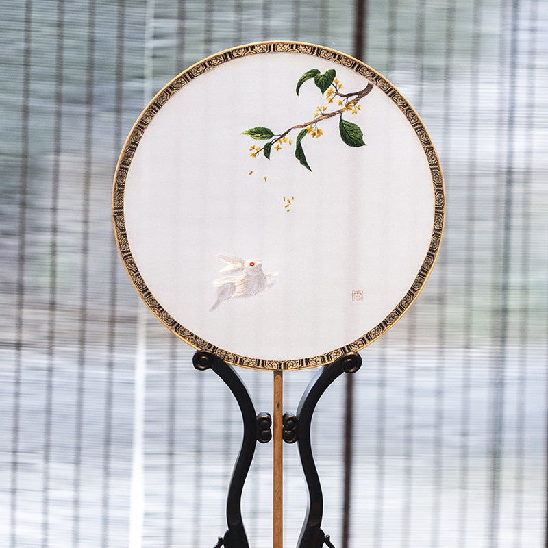 mewe弥惟古风扇子礼品苏绣双面极简张雪刺绣刺绣