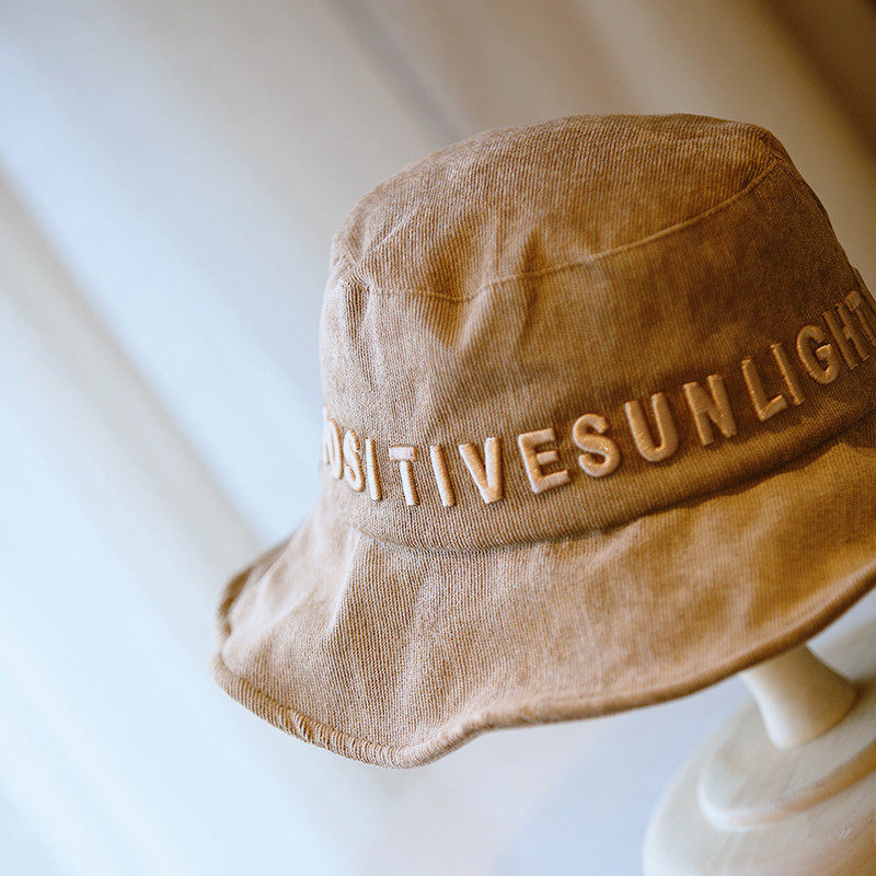 字母棉质高品质灯芯绒材质精致绣花刺绣日系百搭帽子