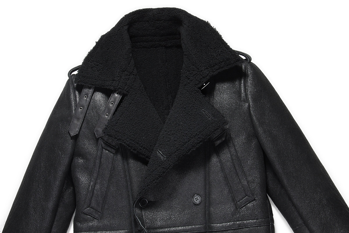 皮毛一体皮衣男式长款进口澳洲绵羊皮大衣 男装b3空军真皮皮夹克